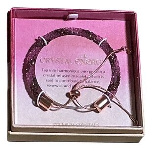 Crystal Energy Bracelet, Toggle Closure, Rose Gold, Pink & Purple, Wellness, NIB
